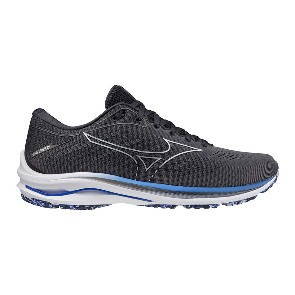Lateral view of men's mizuno wave rider 25 running shoes (6882947137698)