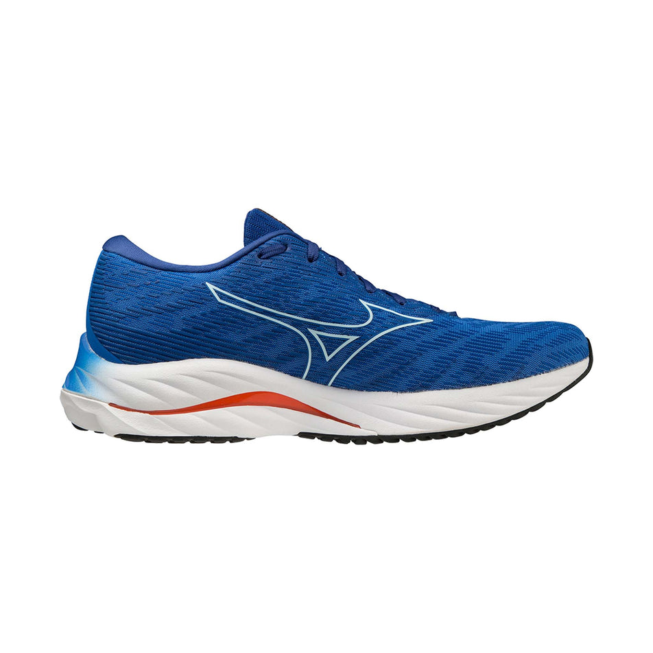 Left shoe medial view of Mizuno Men's Wave Rider 26 Running Shoes in blue (7599149645986)