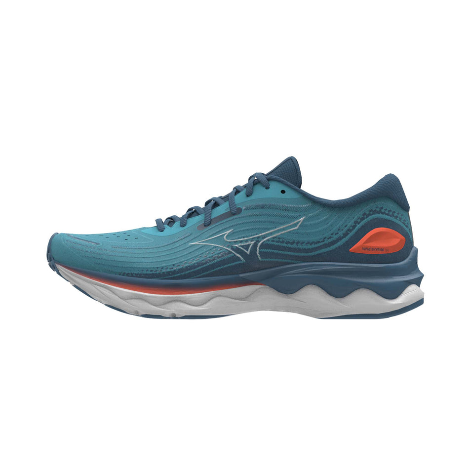 Lateral side of the left shoe from a pair of men's Mizuno Wave Skyrise 4 Running Shoes (7725219381410)