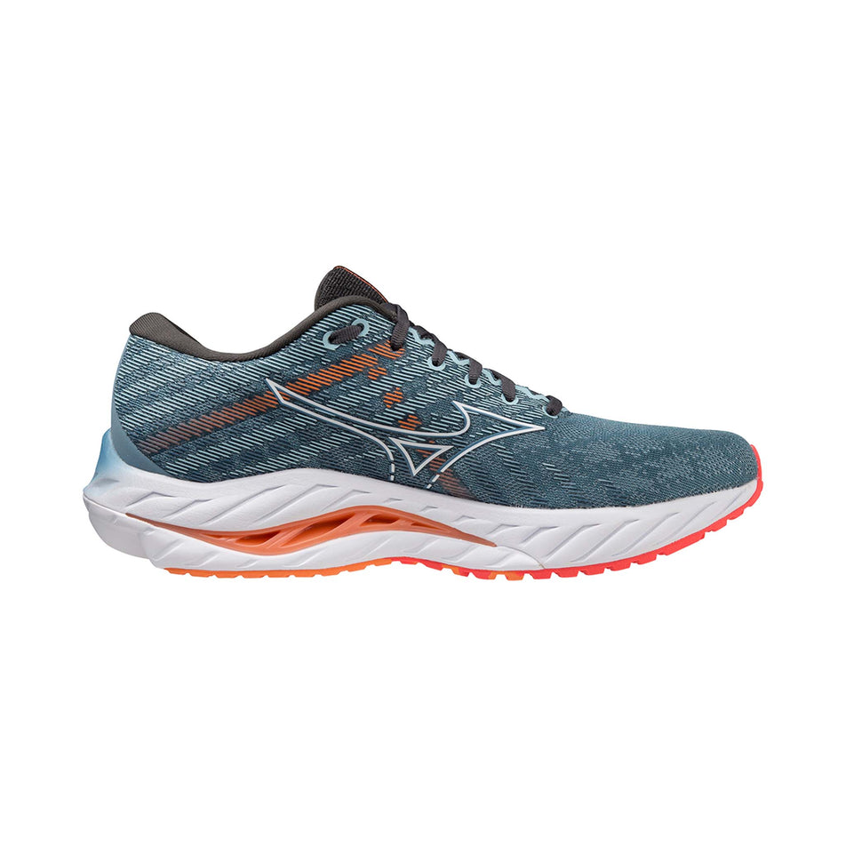 Left shoe medial view of Mizuno Men's Wave Inspire 19 Running Shoes in blue. (7725204439202)