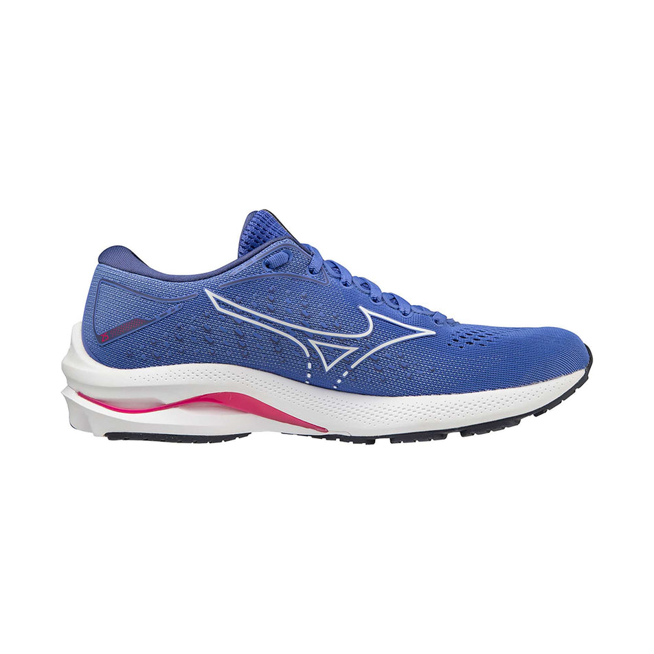 Medial view of women's mizuno wave rider 25 running shoes (7232307757218)