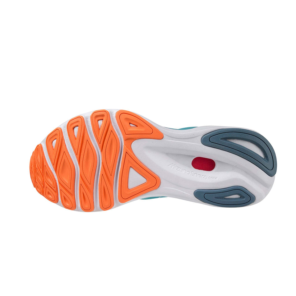 The outsole of the left shoe from a pair of women's Mizuno Wave Skyrise 4 Running Shoes (7725222199458)