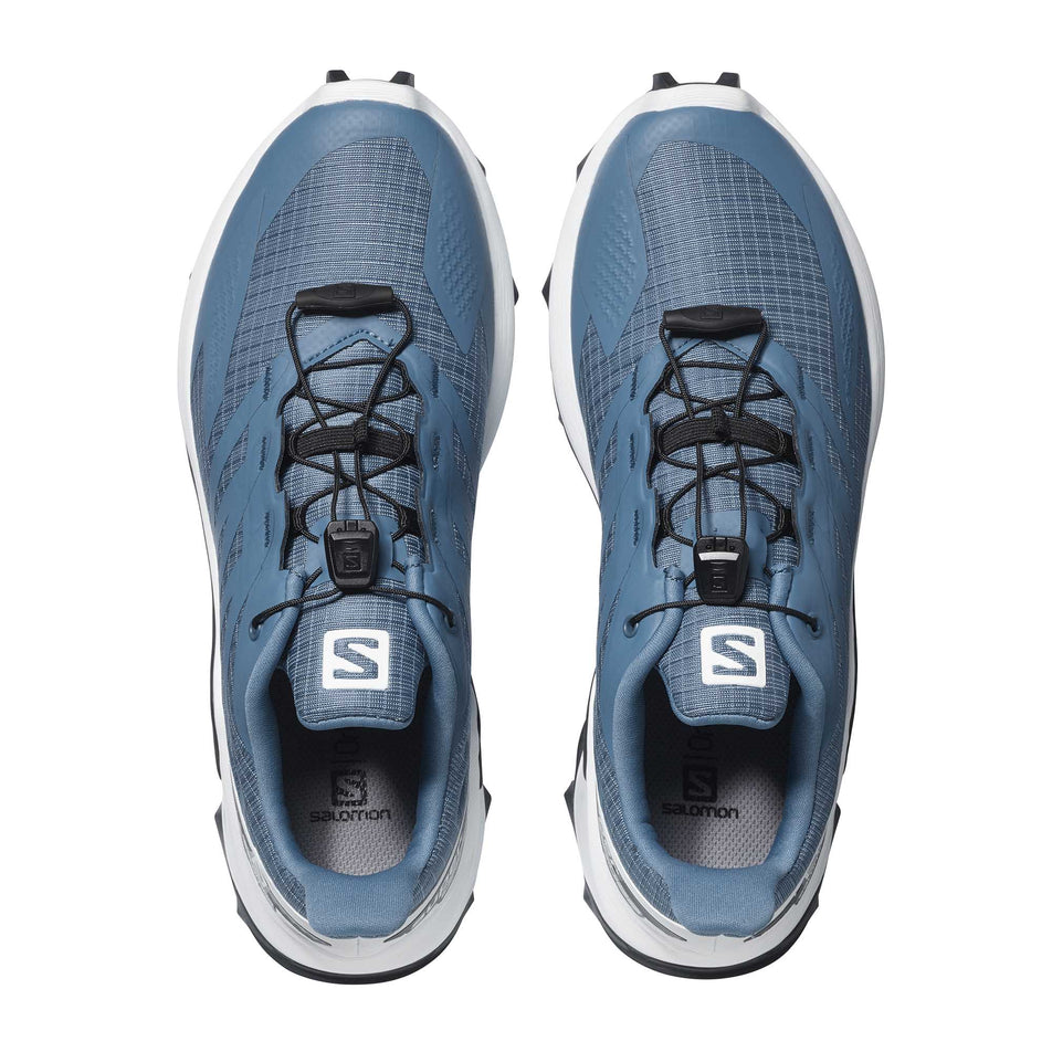 The full upper and Quicklace sections on the left and right shoes from a pair of women's Salomon Supercross Blast (6899902644386)