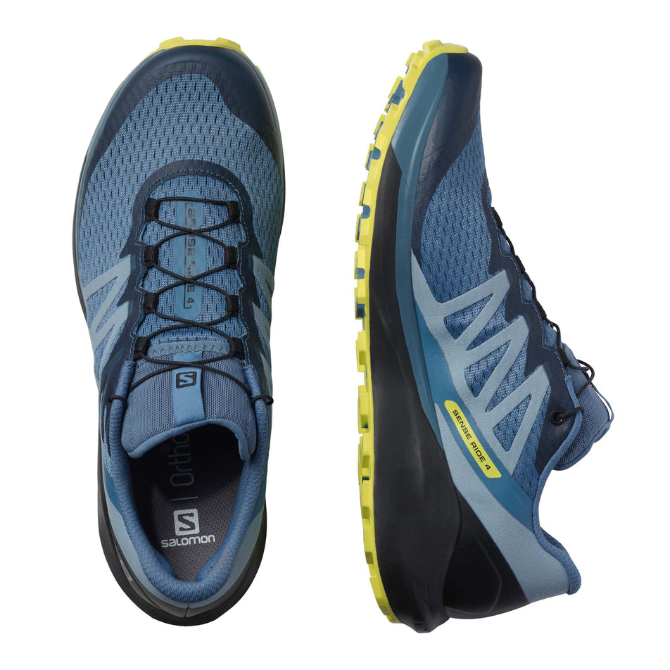 Upper and medial view of men's salomon sense ride 4 running shoes (7536128983202)