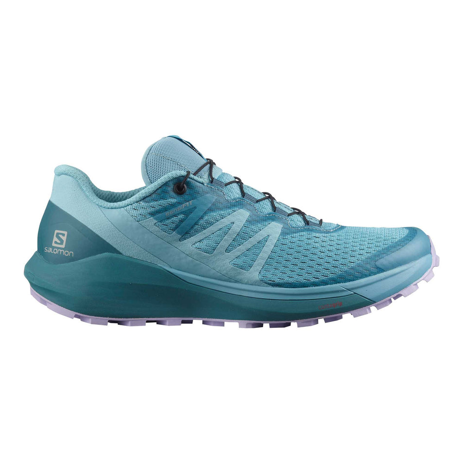 Lateral view of women's Salomon Sense Ride 4 running shoe (6888727838882)