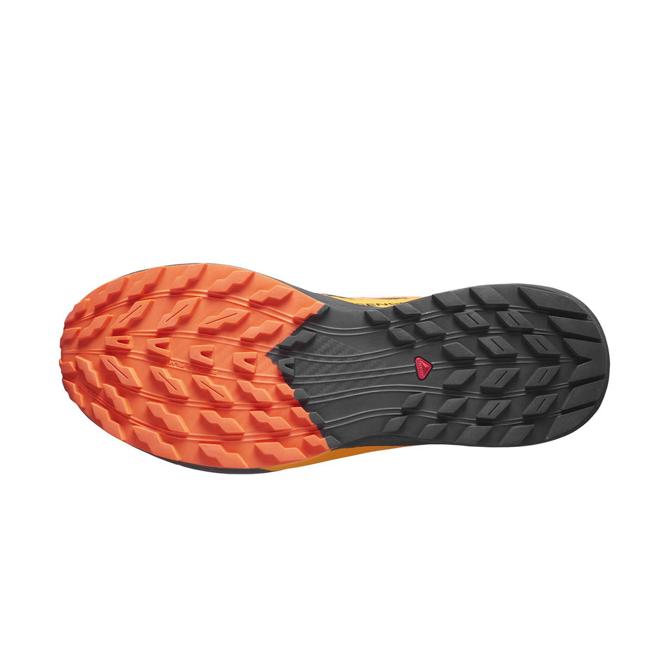 Outsole of the right shoe from a pair of men's Salomon Sense Ride 5 GTX Running Shoes (7772889743522)
