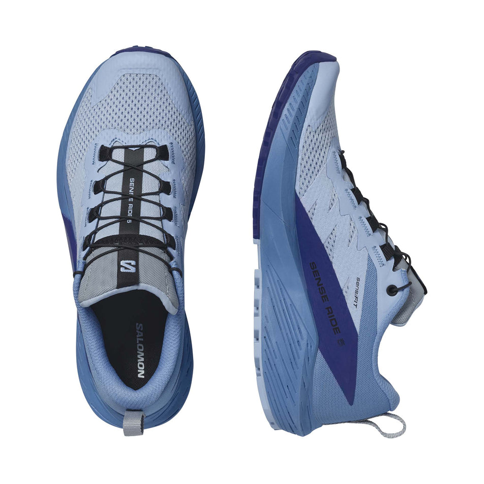 A pair of women's Salomon Sense Ride 5 Running Shoes (7772898394274)