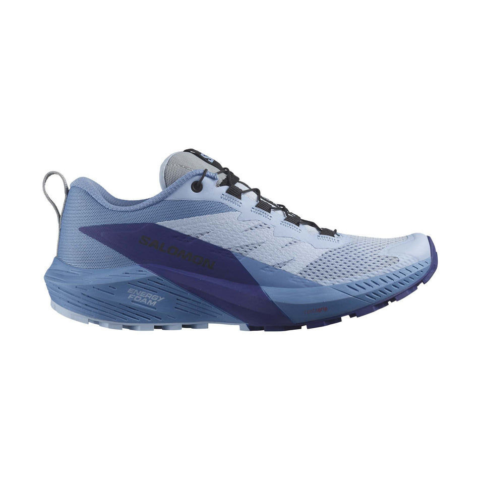 Lateral side of the right shoe from a pair of women's Salomon Sense Ride 5 Running Shoes (7772898394274)