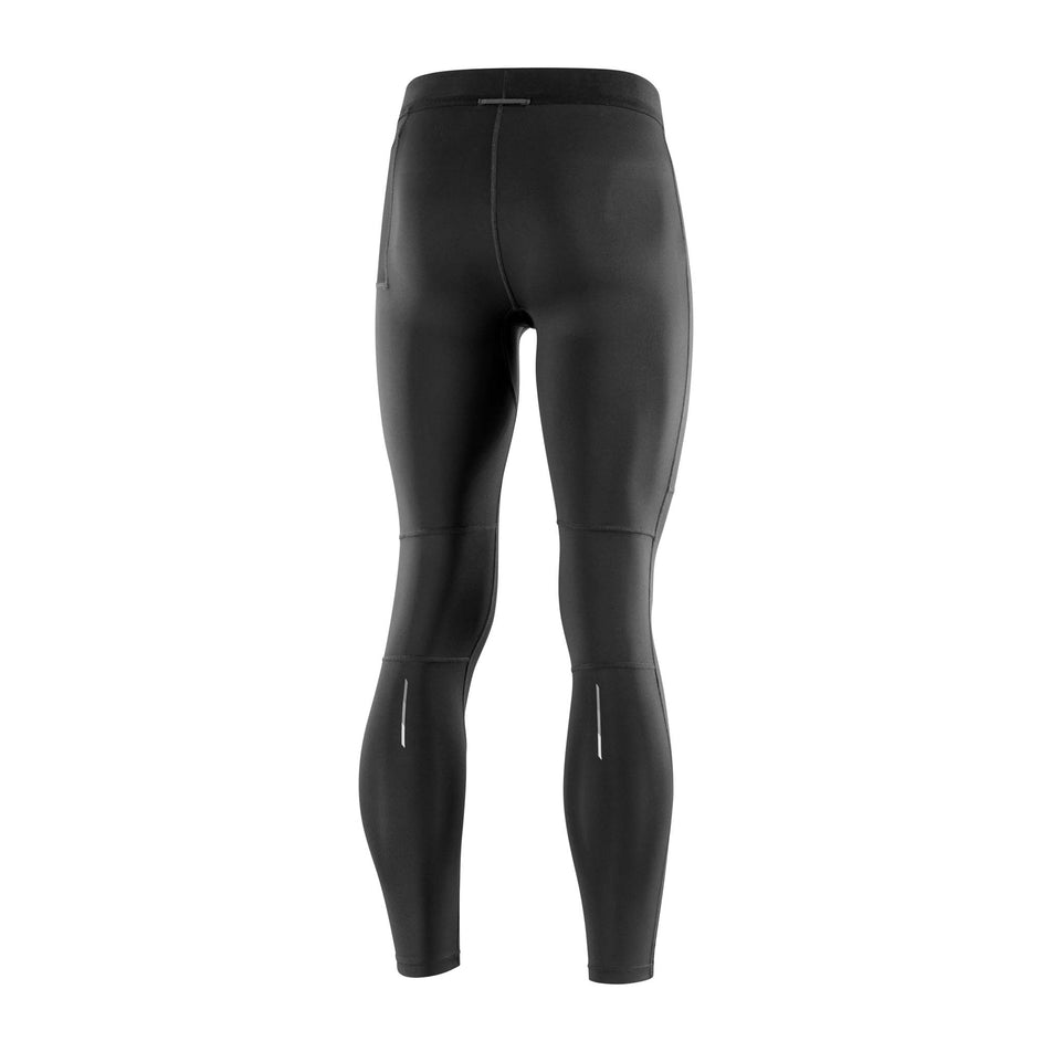 Back view of a pair of Salomon Men's Cross Run Tights in the Deep Black colourway (7566049345698)