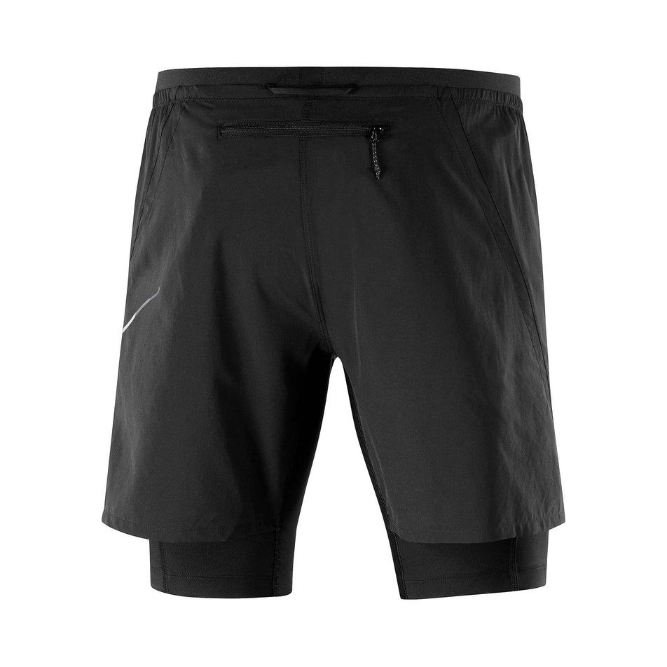 Rear view of men's salomon cross tw shorts in black (7566056980642)