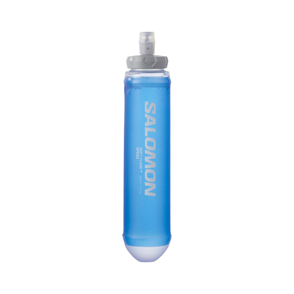 Front view of salomon soft flask 500ml/17oz speed in blue (7561377153186)