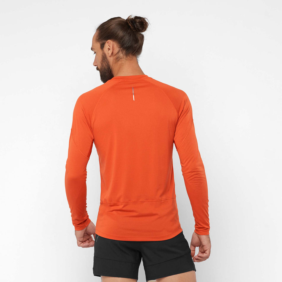 Back view of a model wearing a Salomon Men's Cross Run Long Sleeve T-Shirt (7889277059234)