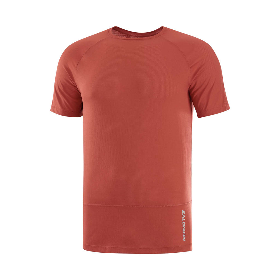 The front of a Salomon Men's Cross Run Short Sleeve T-Shirt - in the Hot Sauce colourway (7889329488034)