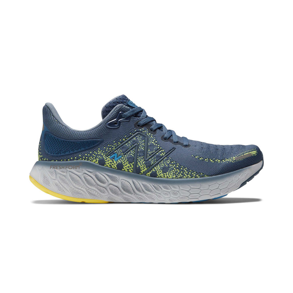 Right shoe lateral view of New Balance Men's Fresh Foam 1080v12 Running Shoes in blue (7725349011618)