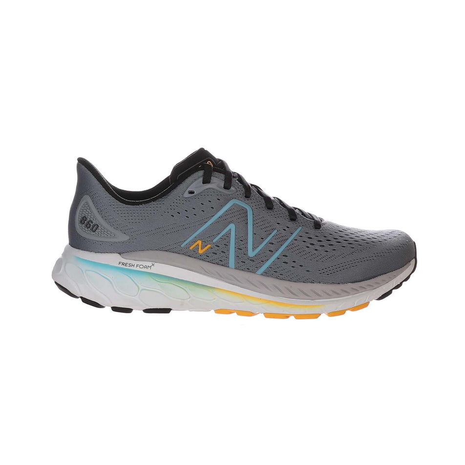Right shoe lateral view of New Balance Men's Fresh Foam 860v13 Running Shoes in grey. (7725349437602)