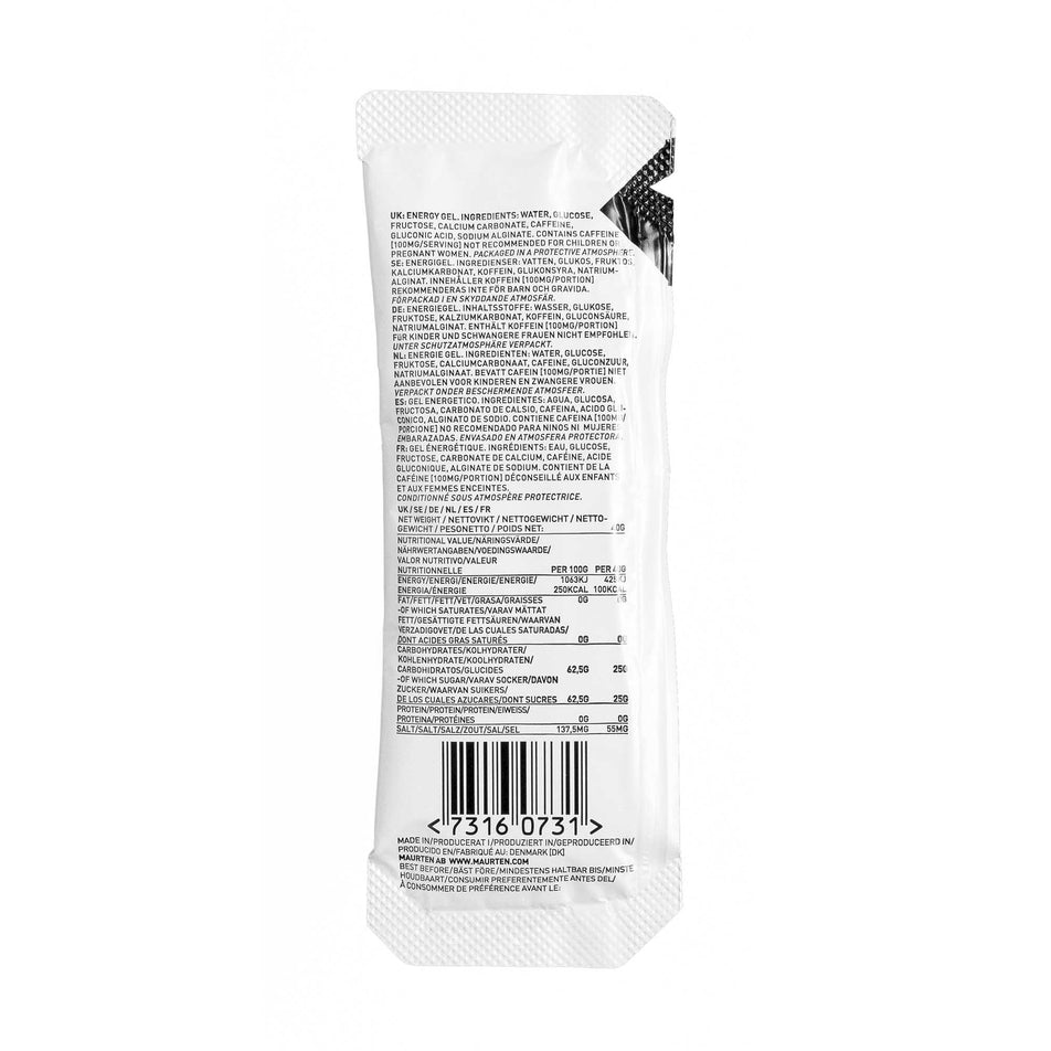 Back sachet view of maurten gel 100 caf 100 box - 12 servings (7077192204450)