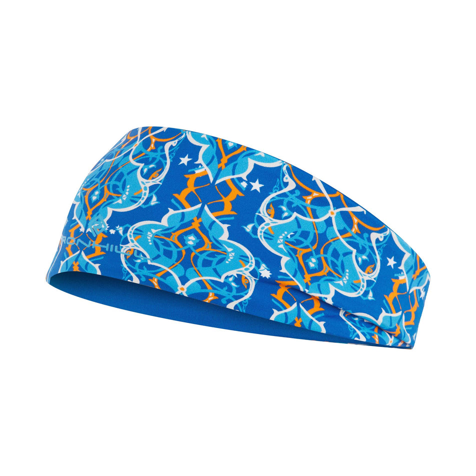 Front angled view of Ronhill Unisex Reversible Contour Running Headband in blue (7601583325346)