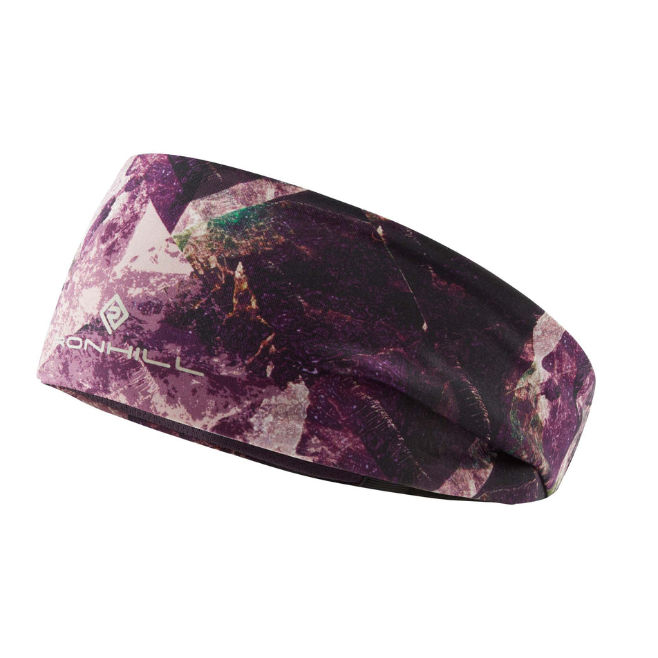 Front view of Ronhill Unisex Reversible Contour Headband in purple. (7752324219042)