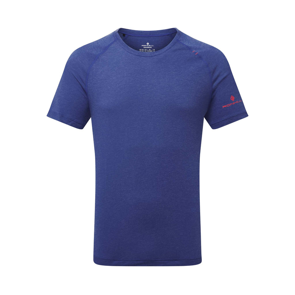 Front view of Ronhill Men's Life Tencel S/S Running Tee in blue. (7743535480994)