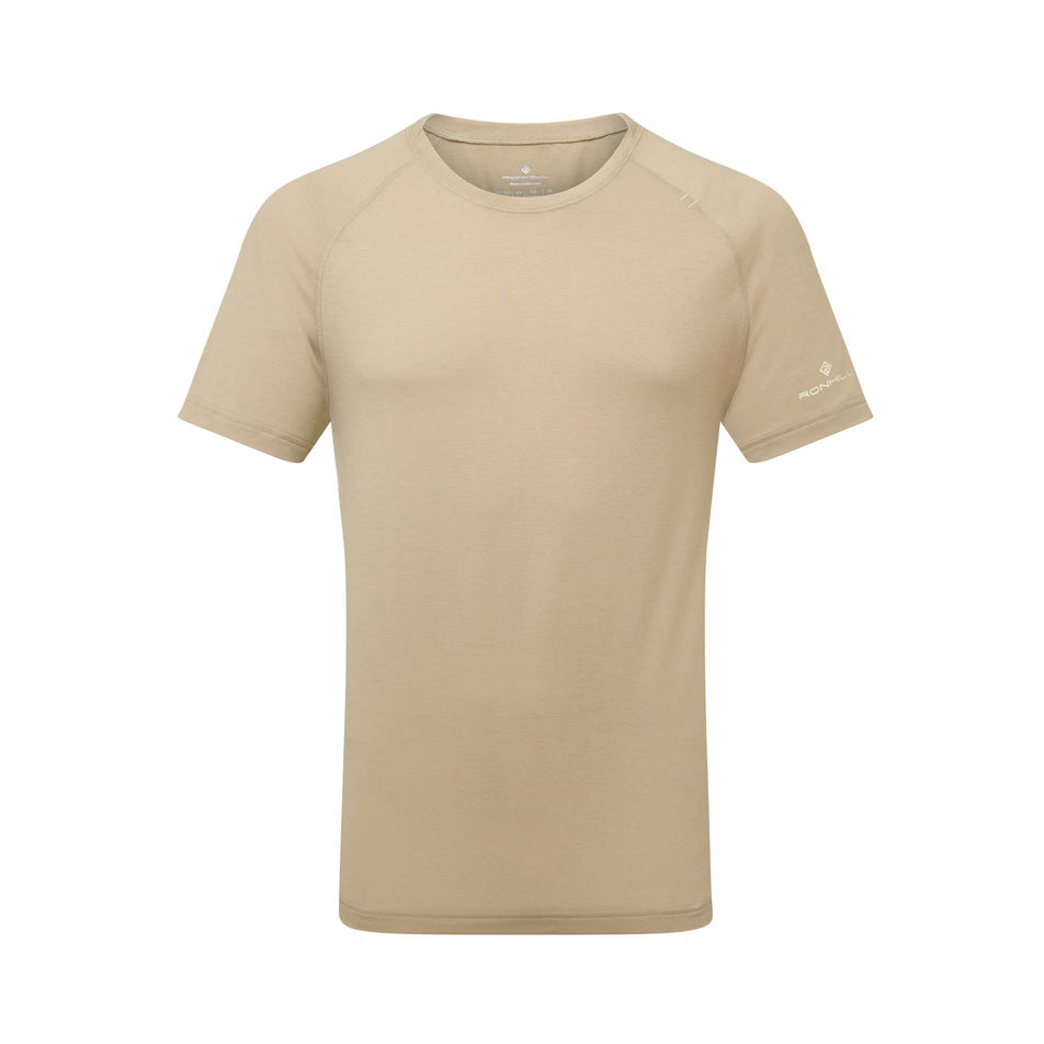 Front view of Ronhill Men's Life Tencel S/S Running Tee in brown. (7743625920674)