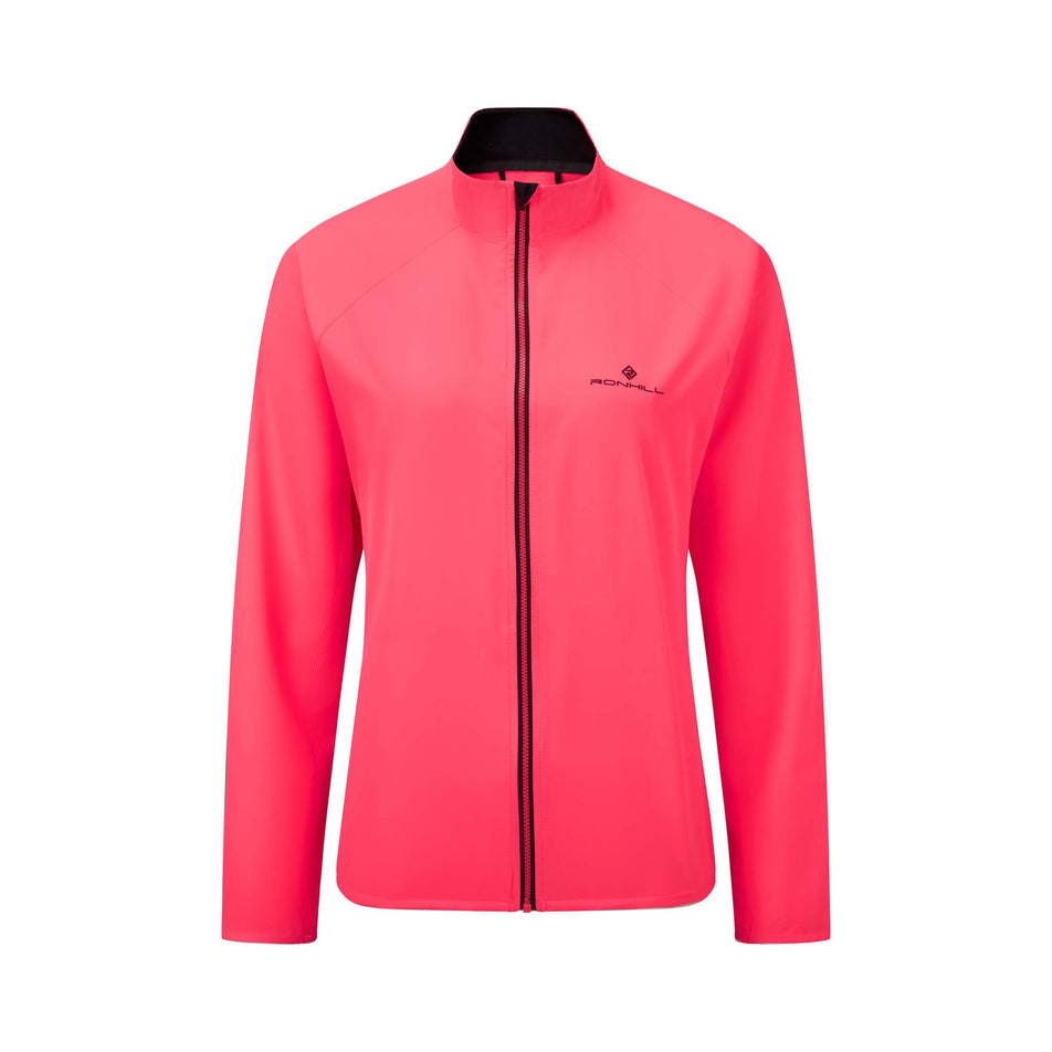 Front view of Ronhill Women's Core Running Jacket in pink (7578006192290)