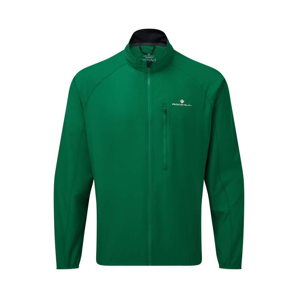 Front view of Ronhill Men's Core Running Jacket in green (7574271361186)