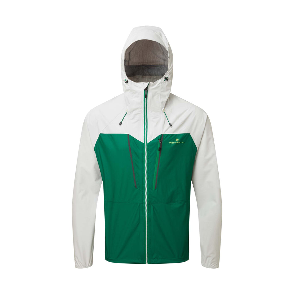 Front view of Ronhill Men's Tech Fortify Running Jacket in green. (7574247145634)