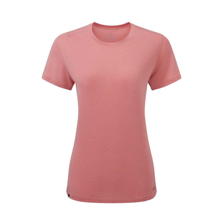 Front view of Ronhill Women's Life Tencel S/S Running tee in pink (7572946387106)