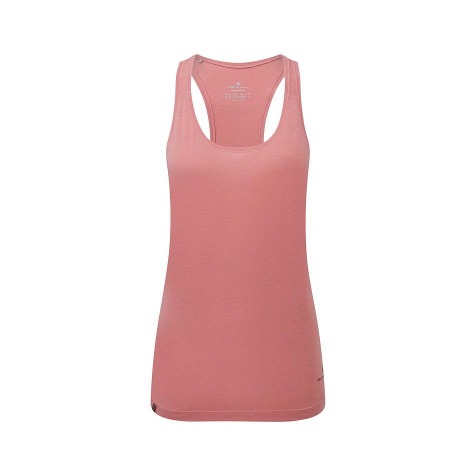Front view of Ronhill Women's Life Tencel Running Vest in pink (7577990627490)