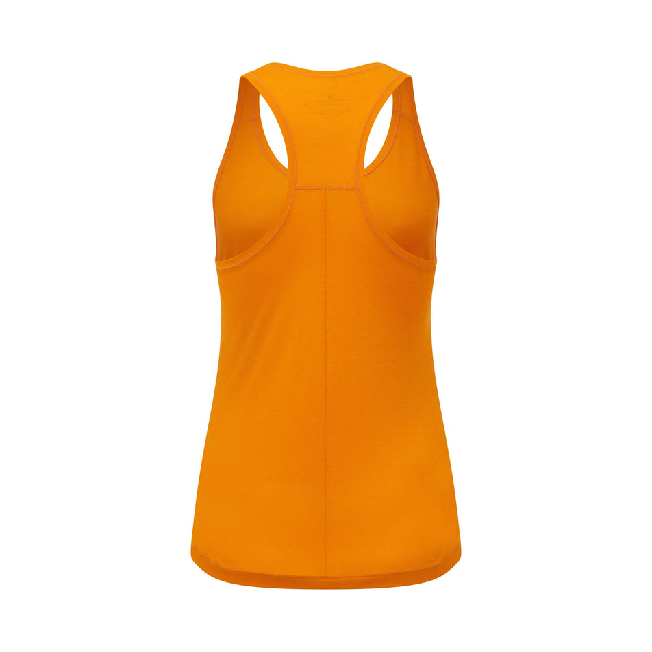 Back view of Ronhill Women's Life Tencel Running Vest in orange. (7749217517730)
