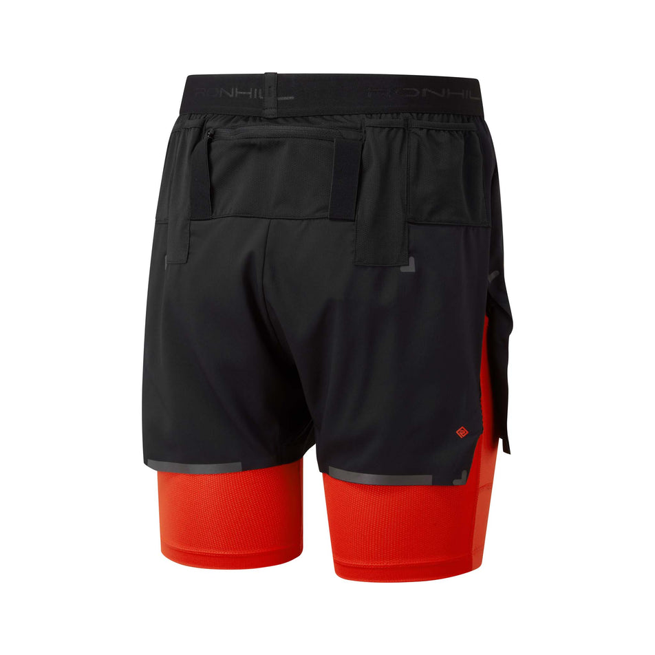 Rear view of Ronhill Men's Tech Ultra Twin Running Short in black (7593460727970)