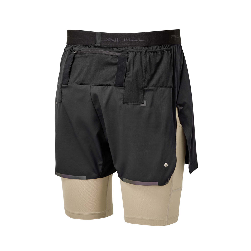 Rear view of Ronhill Men's Tech Ultra Twin Running Short in black. (7744539099298)