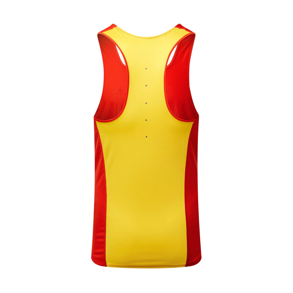 Back view of Ronhill Men's Tech Revive Racer Vest in red. (7743543967906)