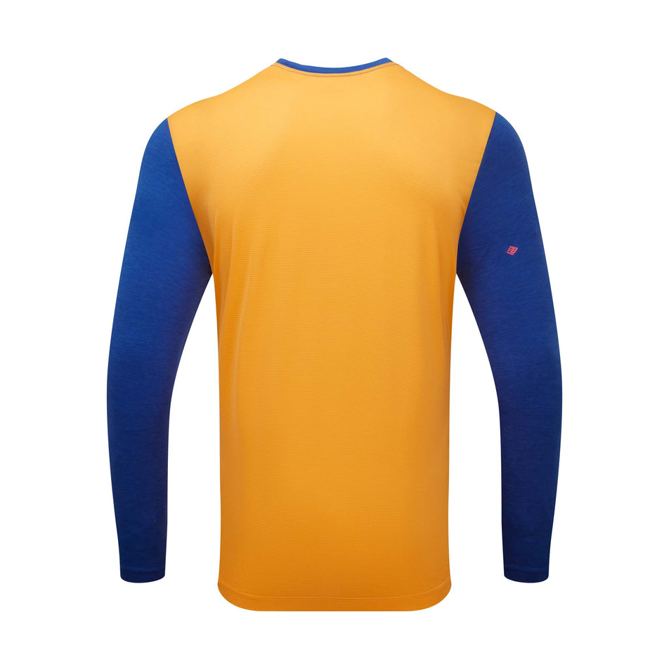 Back view of Ronhill Men's Life L/S Running Tee in blue (7592380727458)