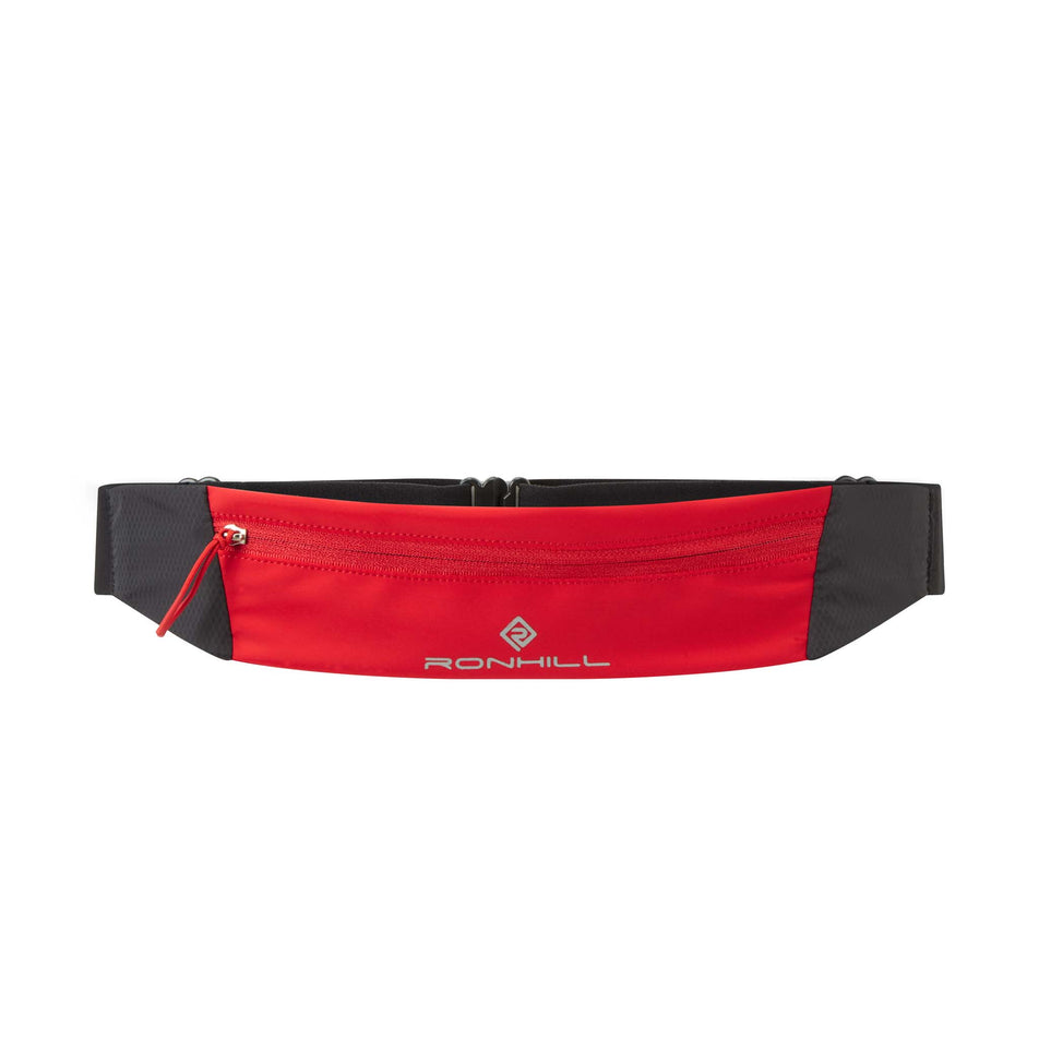 Front view of Ronhill Unisex Solo Waist Belt in red. (7767682842786)