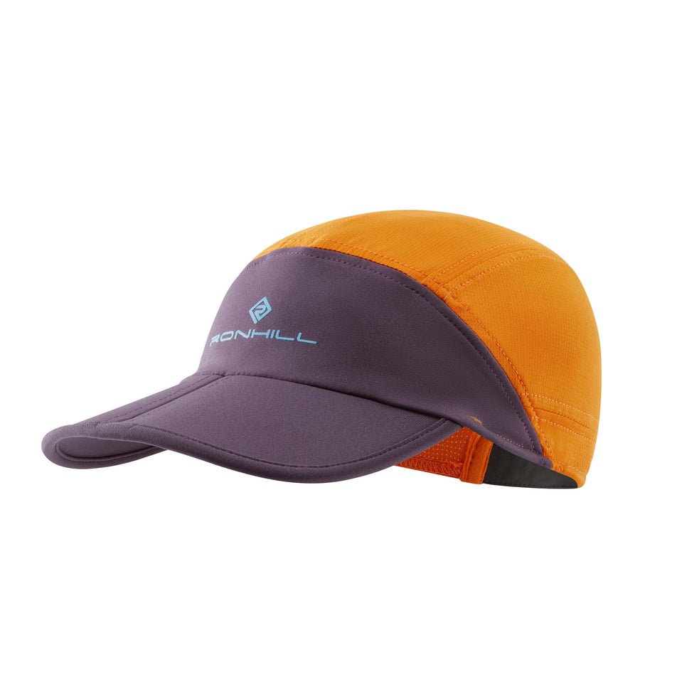 Front view of Ronhill Unisex Air-Lite Split Cap in orange. (7752320942242)