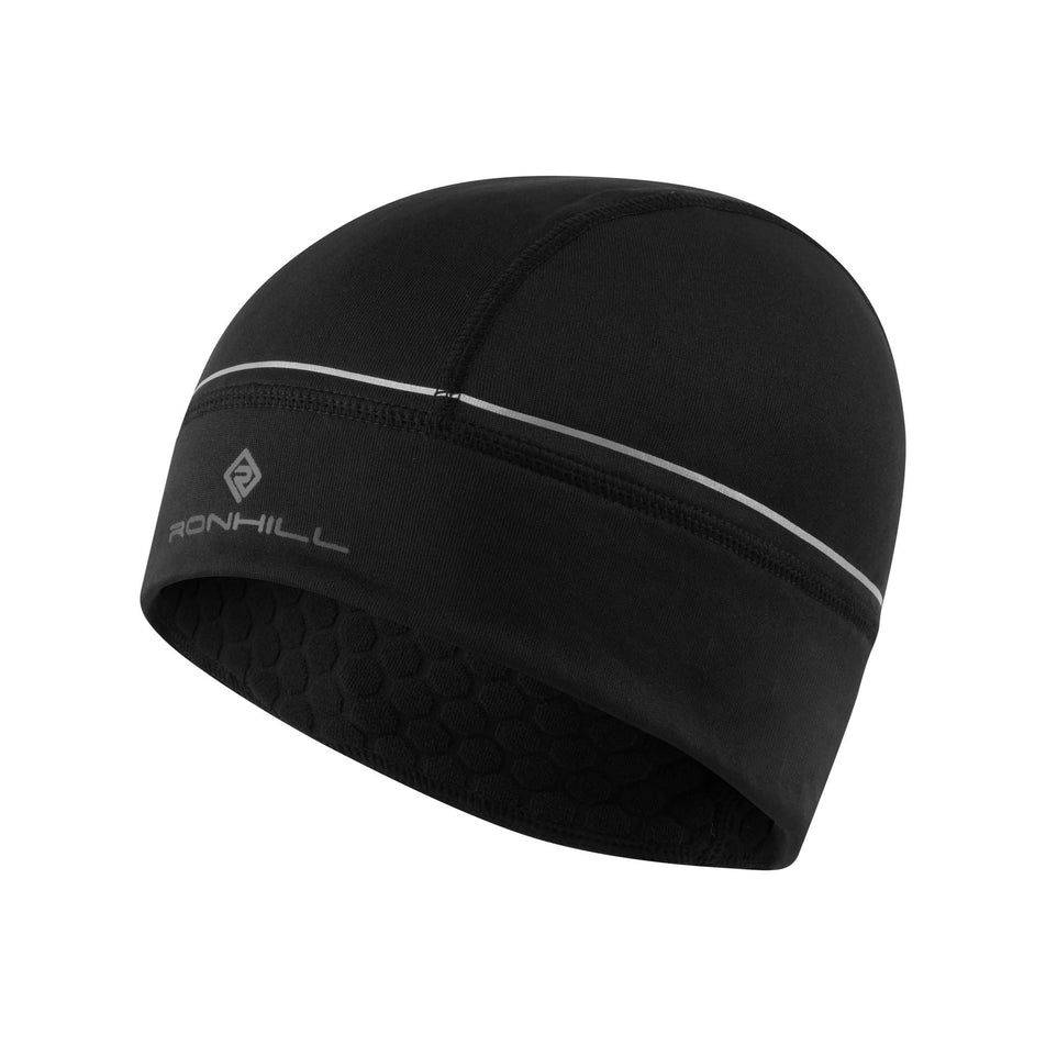 Front angled view of Ronhill Unisex Prism Running Beanie in black (7602200674466)