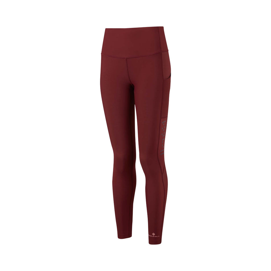 Front view of Ronhill Women's Tech Winter Running Tight in red (7580047507618)