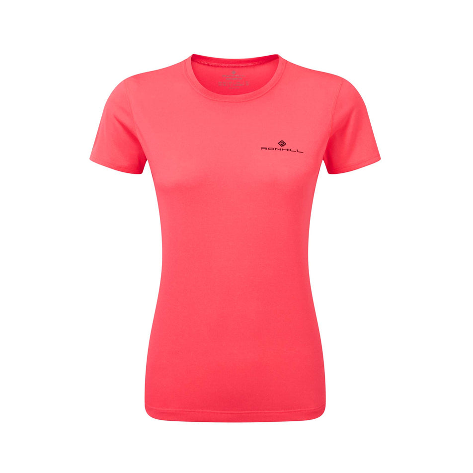 Front view of Ronhill Women's Core S/S Running Tee in pink (7579778482338)