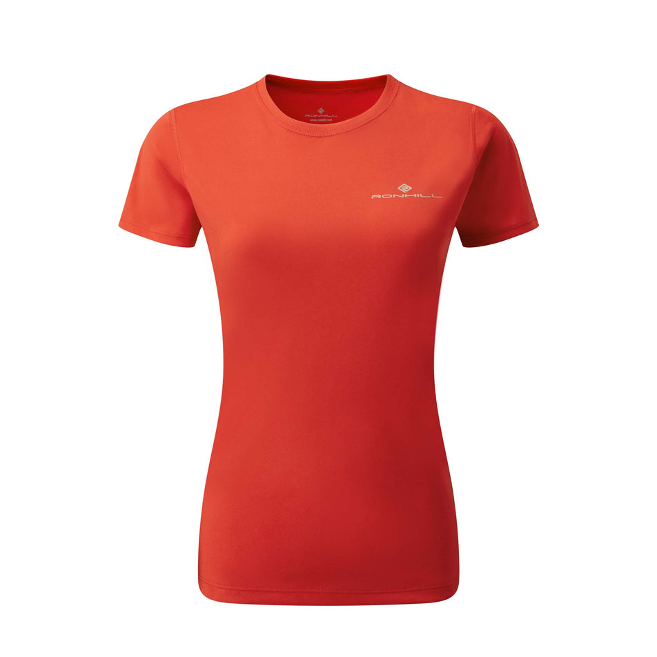 Front view of Ronhill Women's Core S/S Running Tee in red. (7743622152354)
