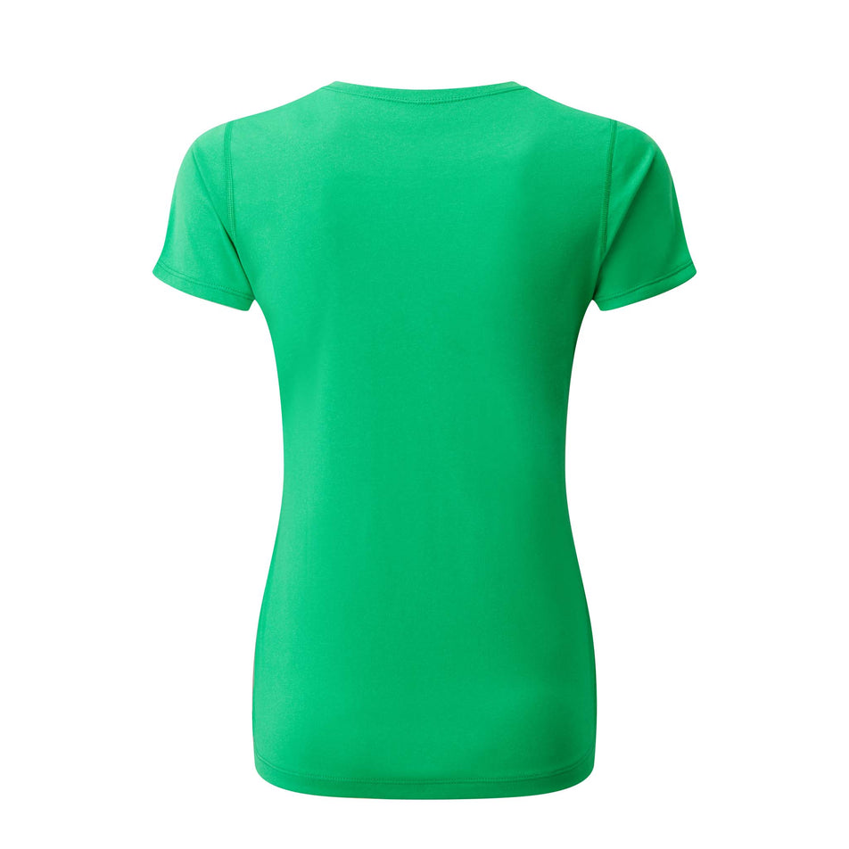 Back view of Ronhill Women's Core S/S Running Tee in green. (7743609929890)