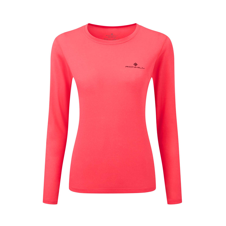 Front view of Ronhill Women's Core L/S Running Tee in pink (7578019692706)