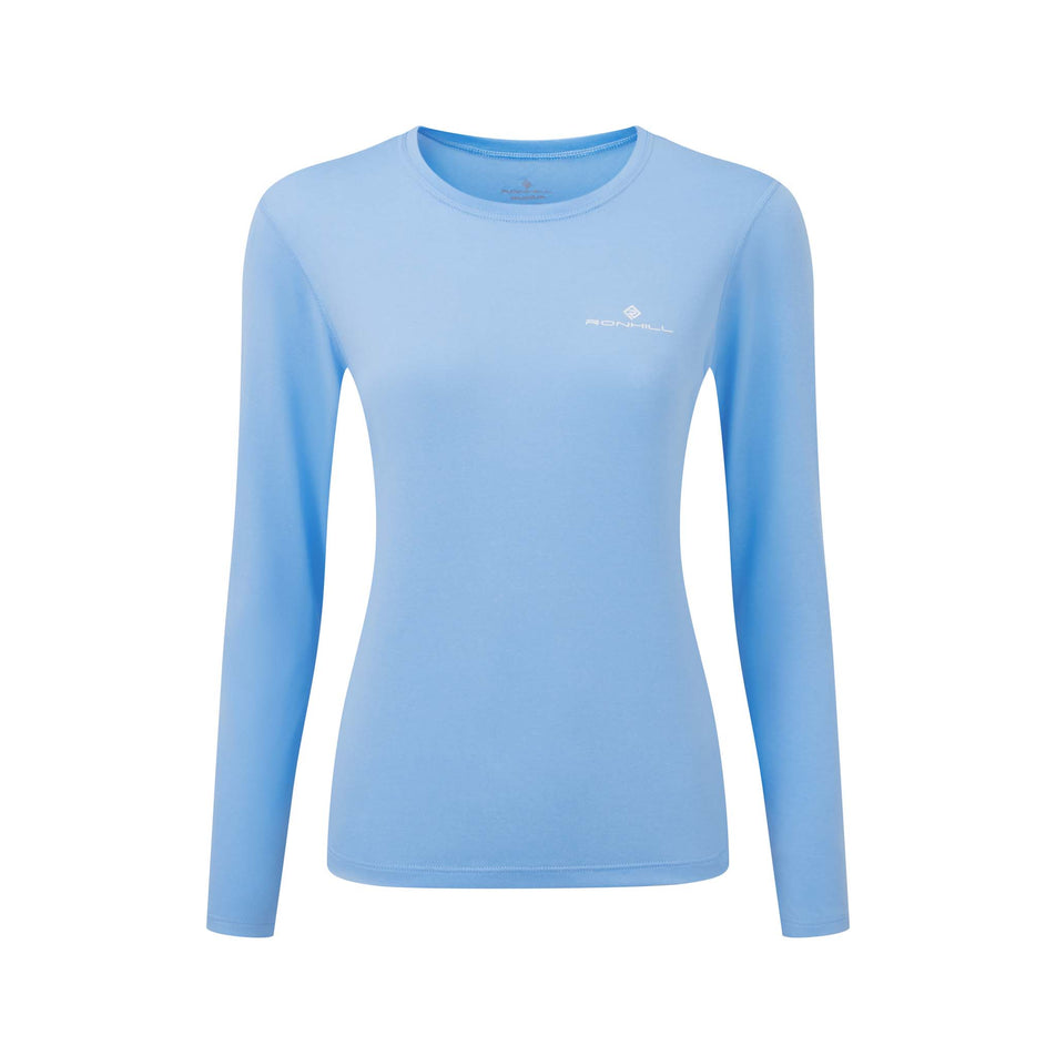 Front view of Ronhill Women's Core L/S Running Tee in blue (7578015924386)