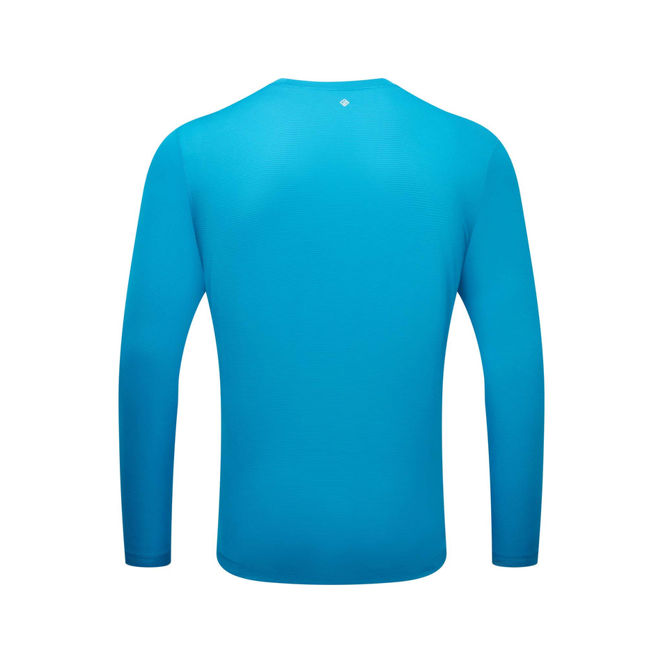 Back view of ronhill men's tech l/s running tee in blue (7572972503202)