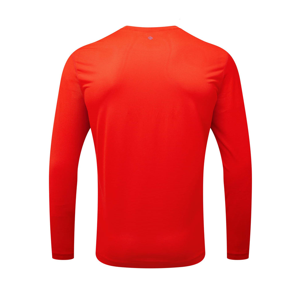 Back view of Ronhill Men's Tech L/S Running Tee in red. (7743530664098)