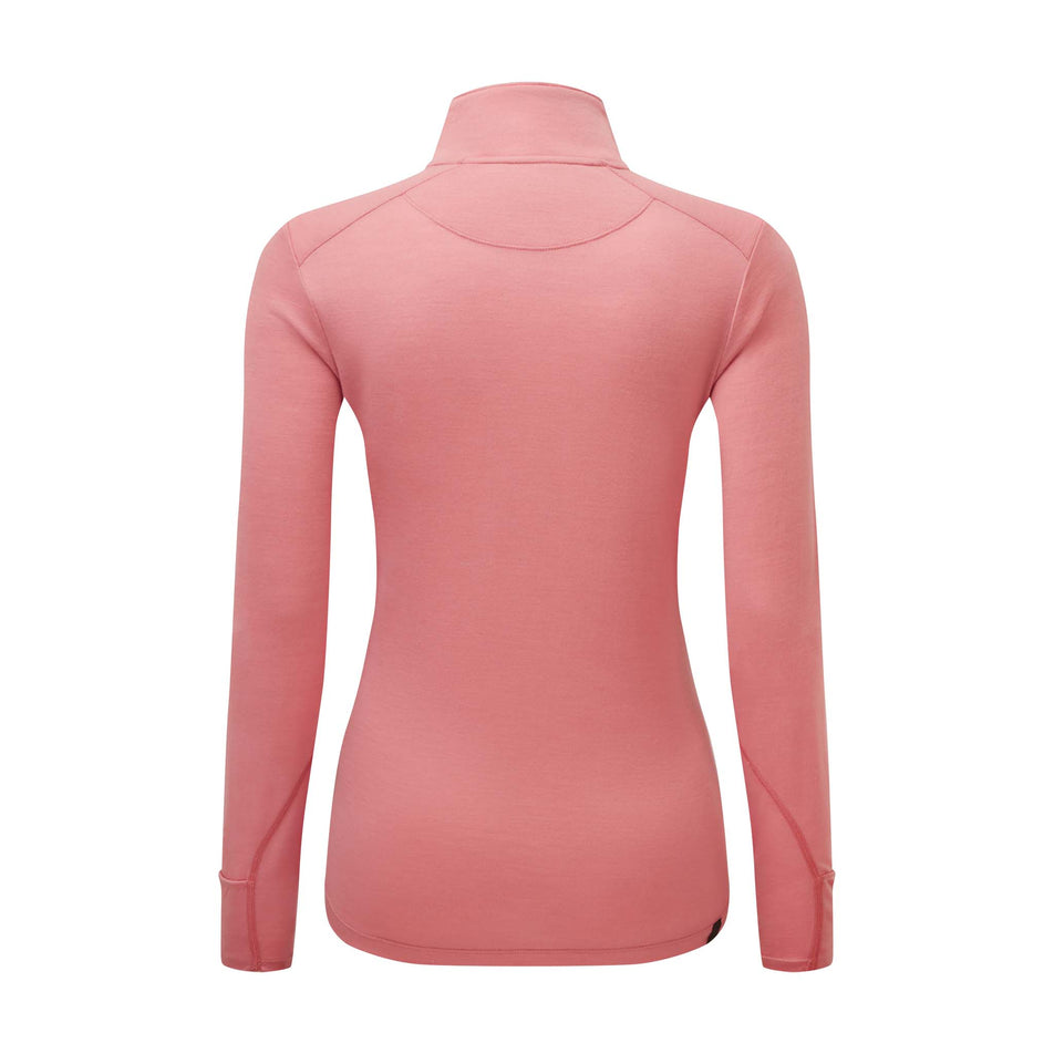 Back view of Ronhill Women's Tech Merino Running 1/2 Zip in pink (7580032860322)