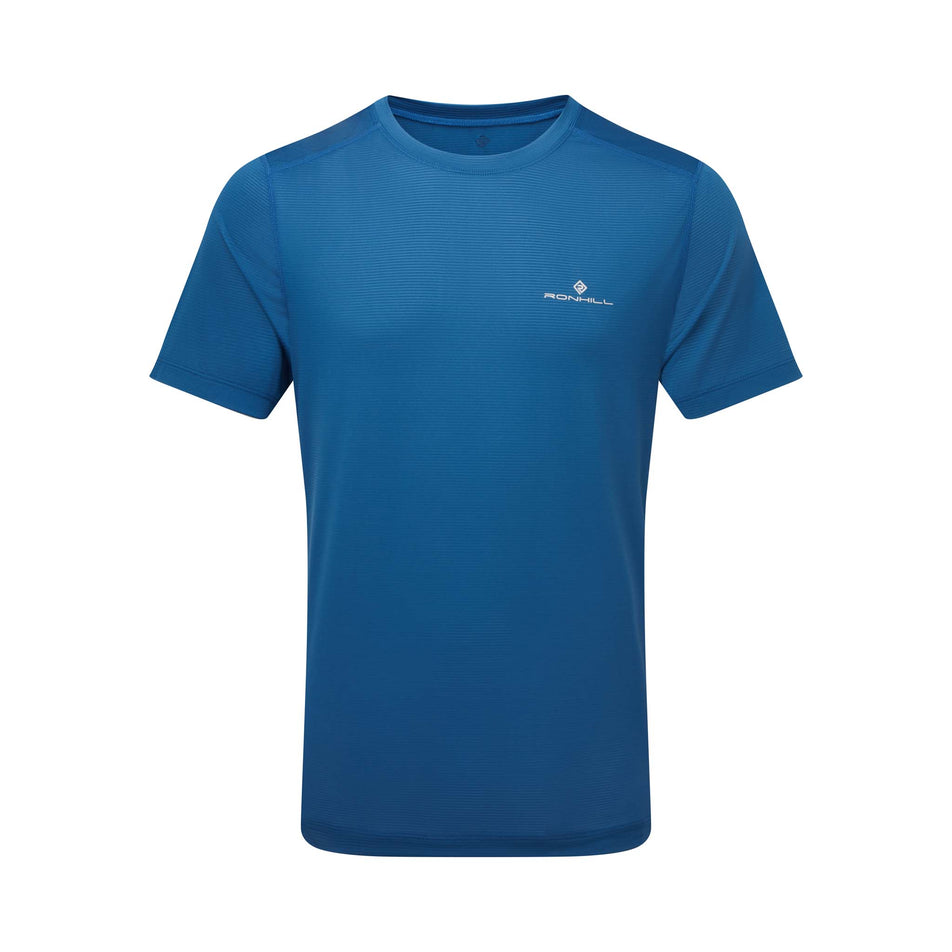 Front view of Ronhill Men's Tech S/S Running Tee in blue (7593440346274)