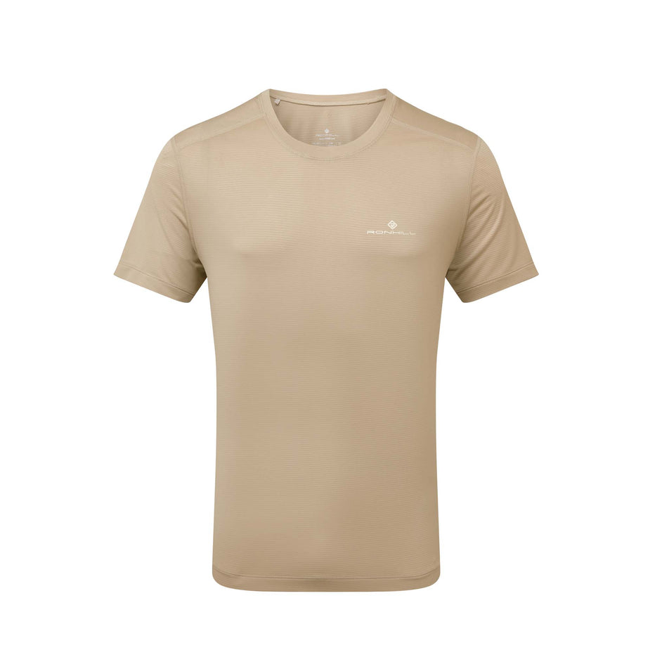 Front view of Ronhill Men's Tech S/S Running Tee in brown. (7744525009058)