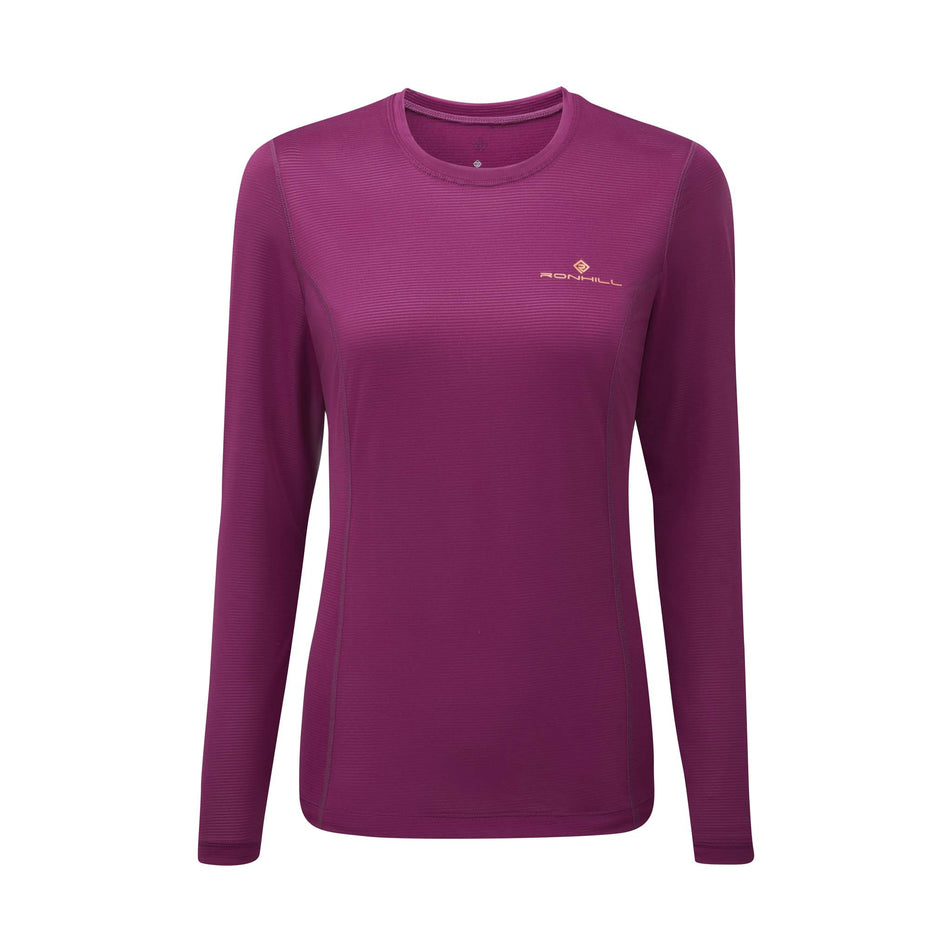Front view of Ronhill Women's Tech L/S Running Tee in purple (7579761934498)