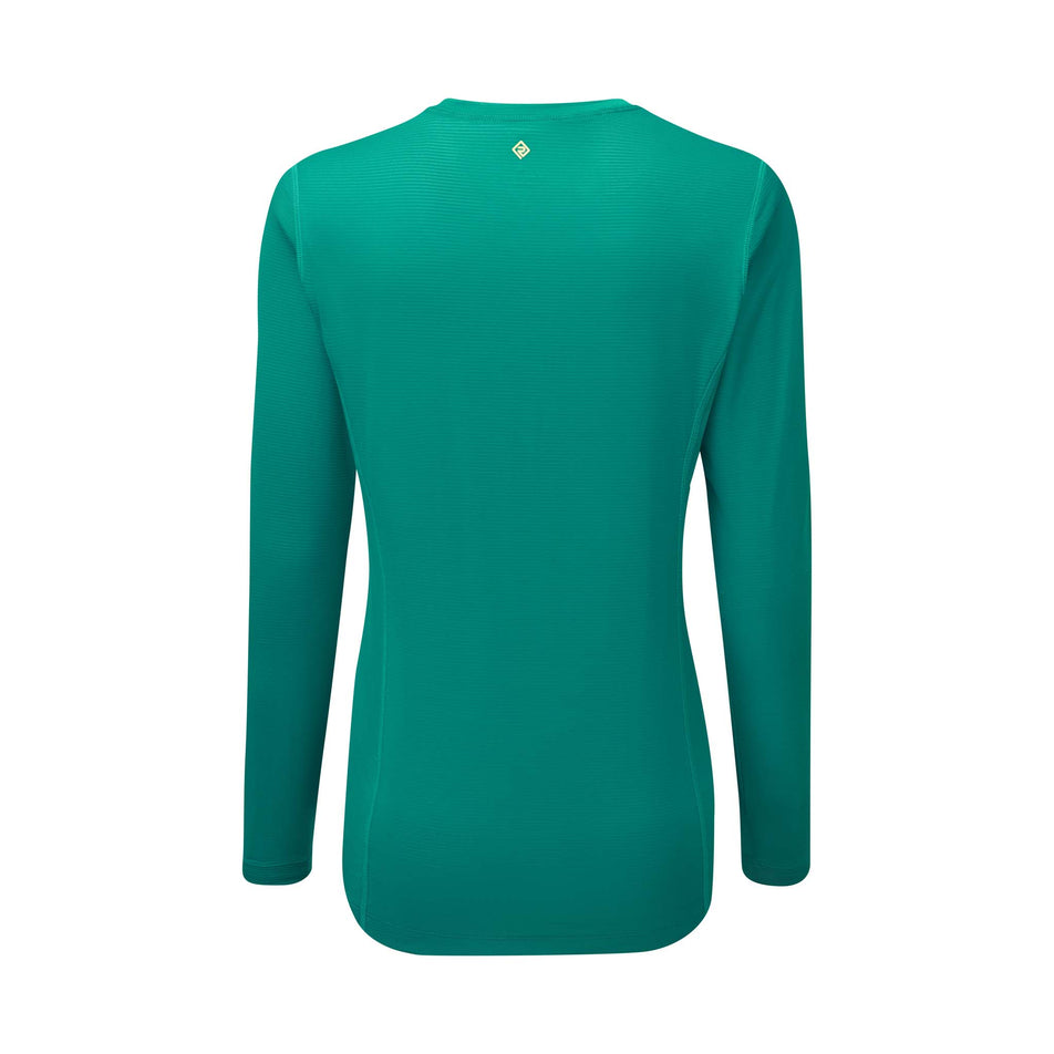 Back view of Ronhill Women's Tech L/S Running Tee in green. (7579755413666)
